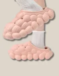 bubble slides with fur pink
